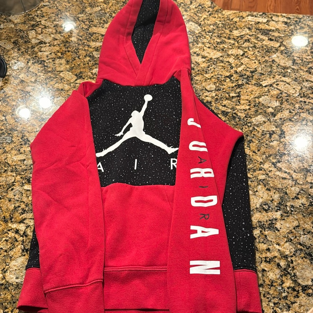 Air Jordan youth sweatshirt 10/12 red black & grey